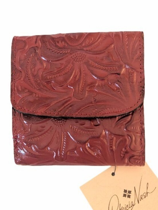 Patricia Nash Handbags - Patricia Nash Astra Bifold Wallet In Burnished Tooled Berry Red Italian Leather